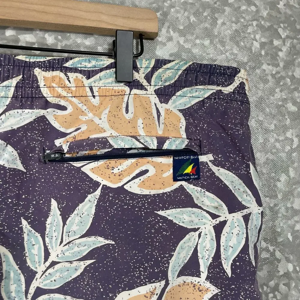 Newport Blue Men's Blue Vintage 90's Swim Trunks - Size XL - 1990's Board Shorts